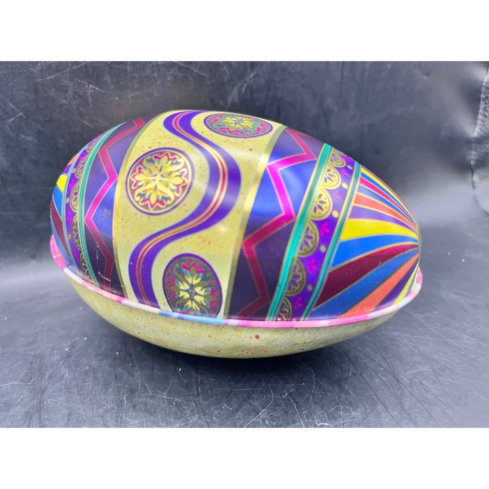 Nobel Hall Easter‎ Egg Tin Vintage Jelly Bean Print Interior 5.25" Purple